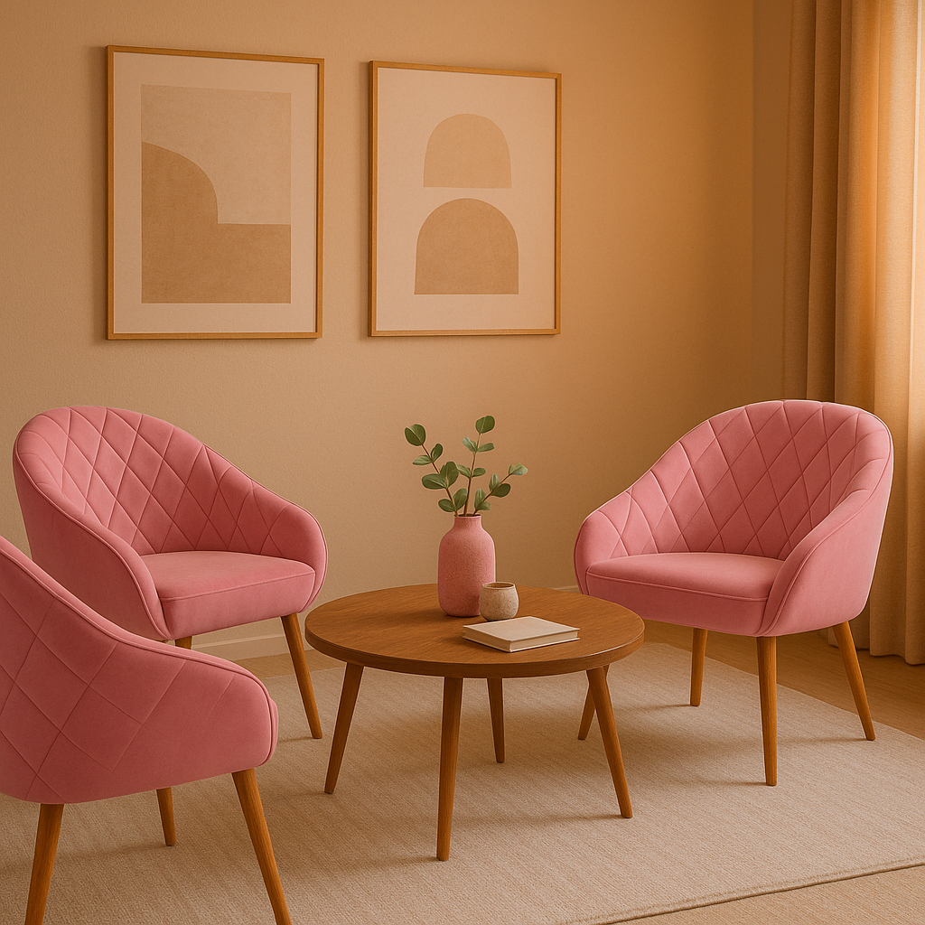 Kit 2 Poltronas Lindi Decorativa Rosa Pés Palito Sala Estar Jantar Confortável em Oferta na Shopee