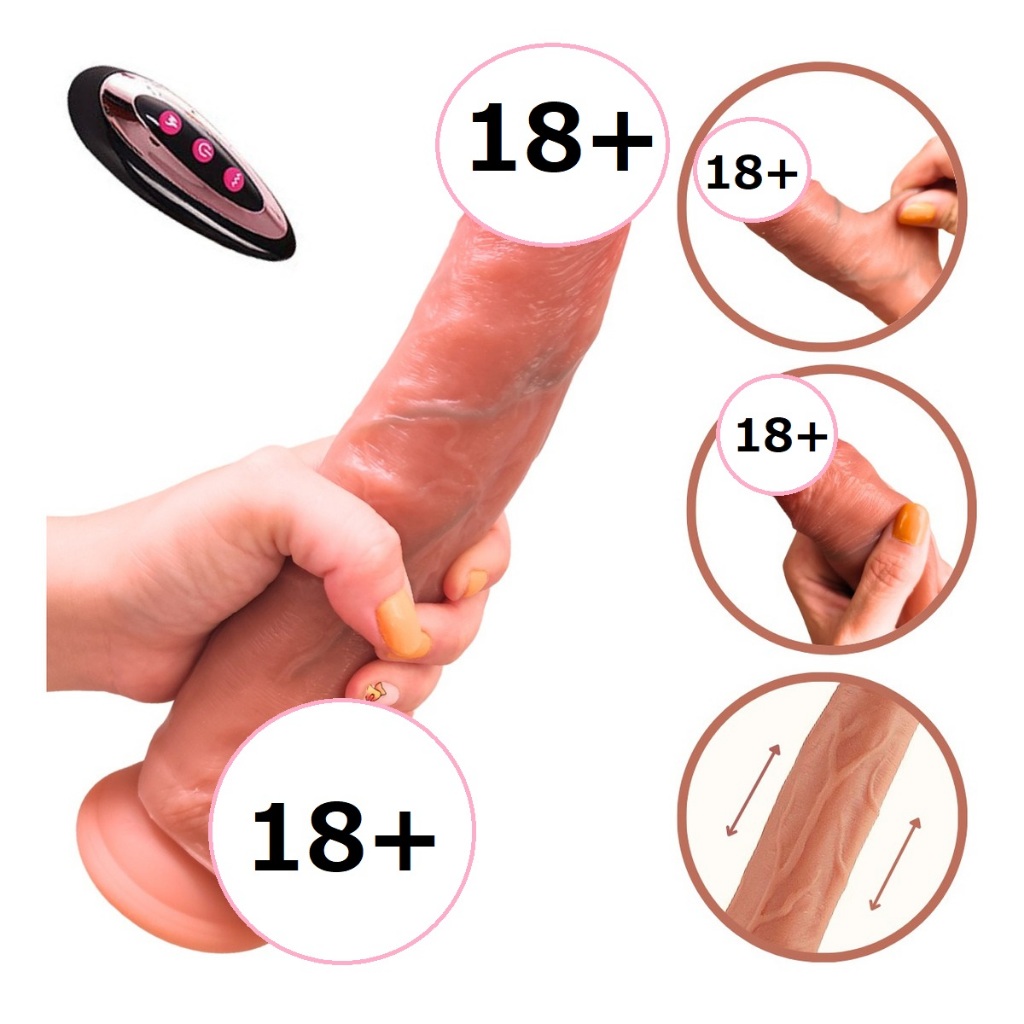 Pênis Realístico Grande 25cm: Aquece c Ventosa, Testículo, Glande saliente, Multivelocidades, Multimovimentos Vai e Vem