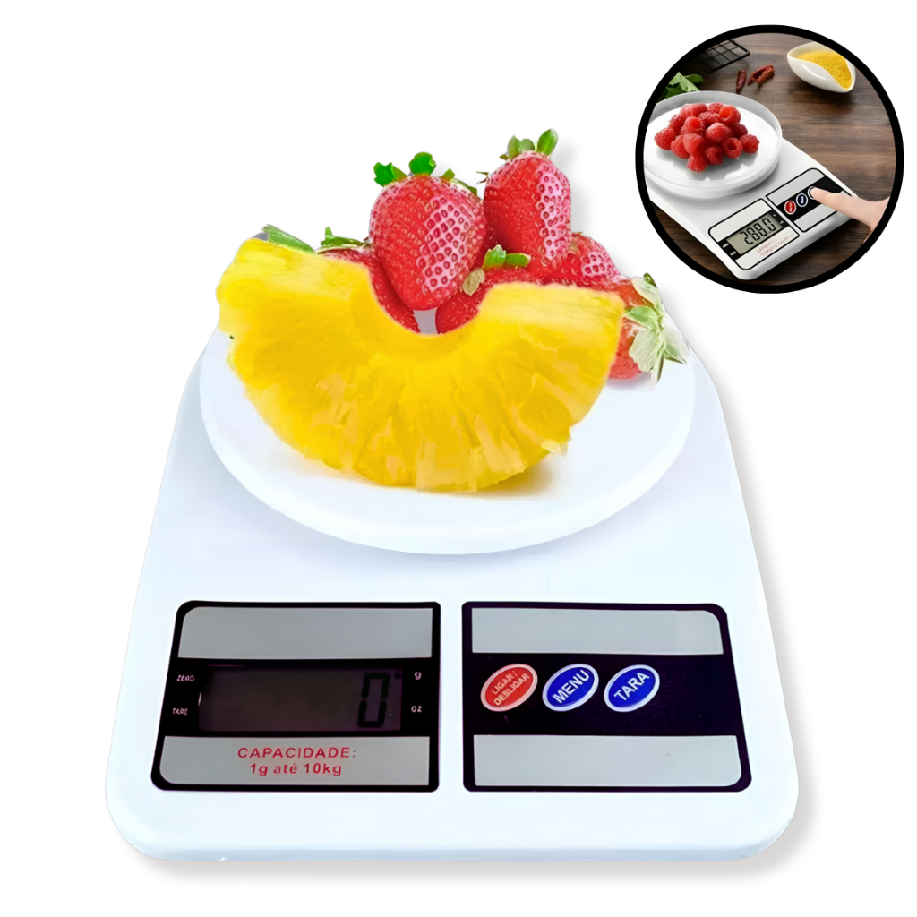 Balança Digital de Cozinha Precisão - Max Midia / Até 10 kg / Receitas / Pesagem Em Gramas / SF-400 em Oferta na Shopee