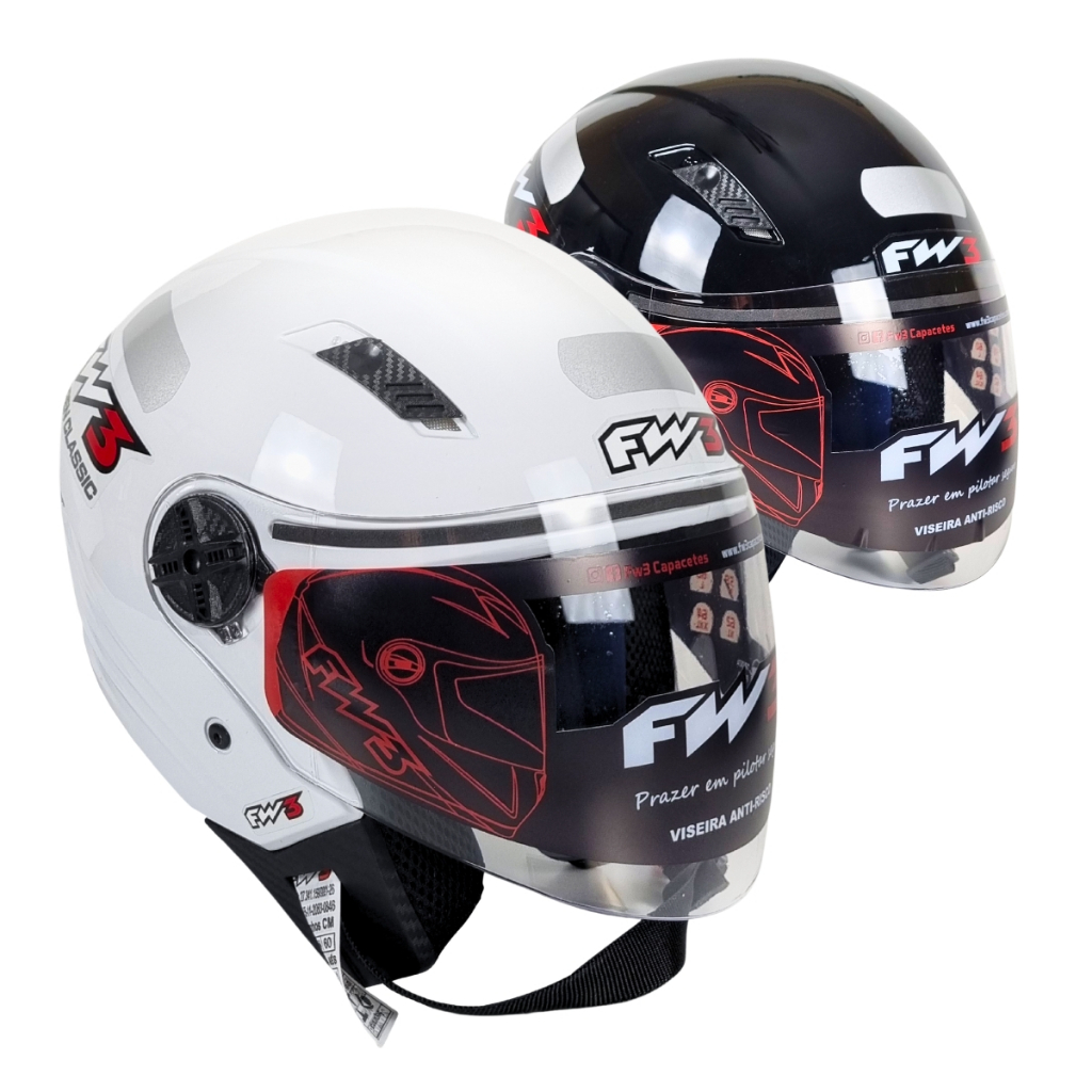 Capacete Urbano Aberto X OPEN CLASSIC P/ Moto Motoqueiro Motociclista FW3