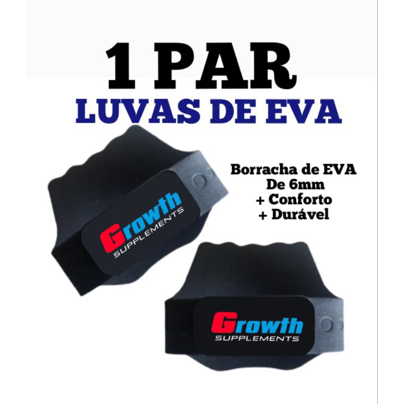 1 PAR de luvas de EVA para musculação/academia/protetor palmar/caleira. MODELO GROWTH PRETO.