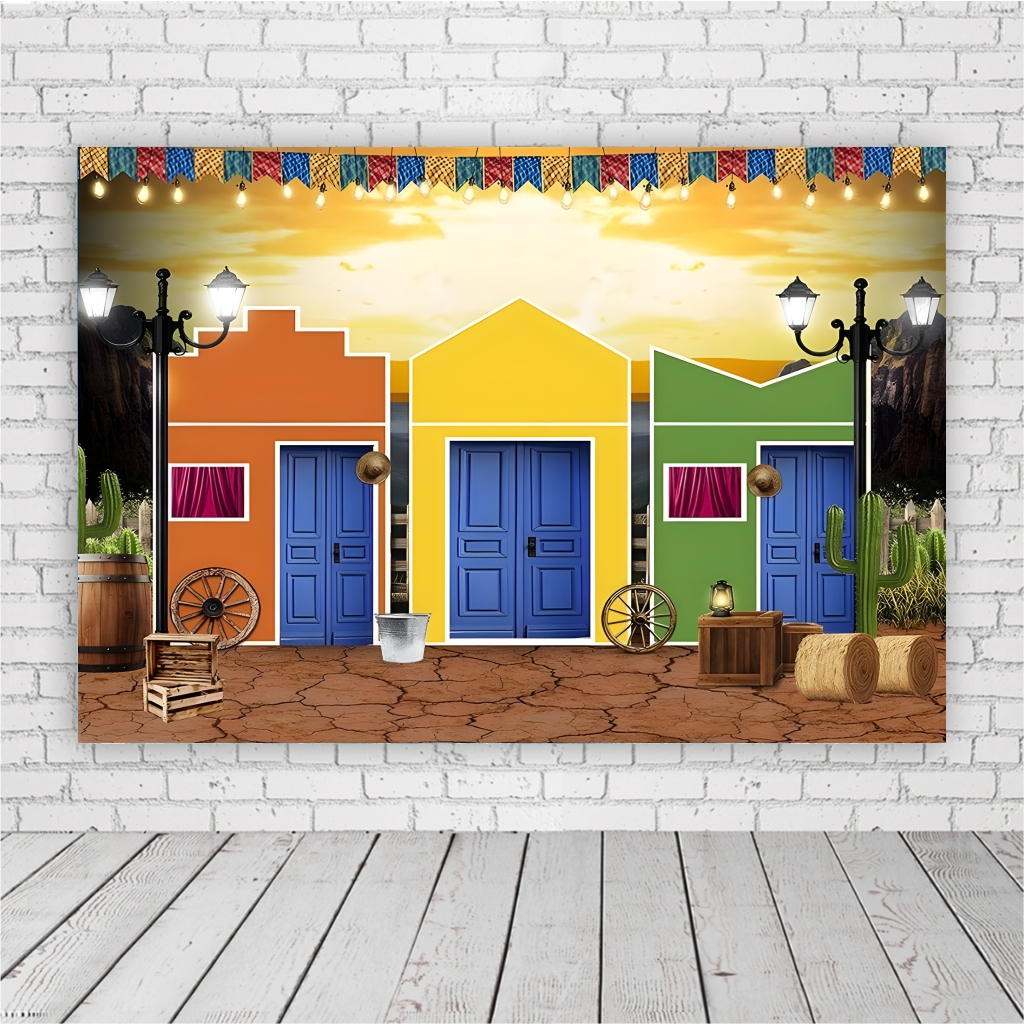 Painel de Festa em Lona 2x2m Personalizado em Lona Fosca - FESTA JUNINA ARRAIÁ