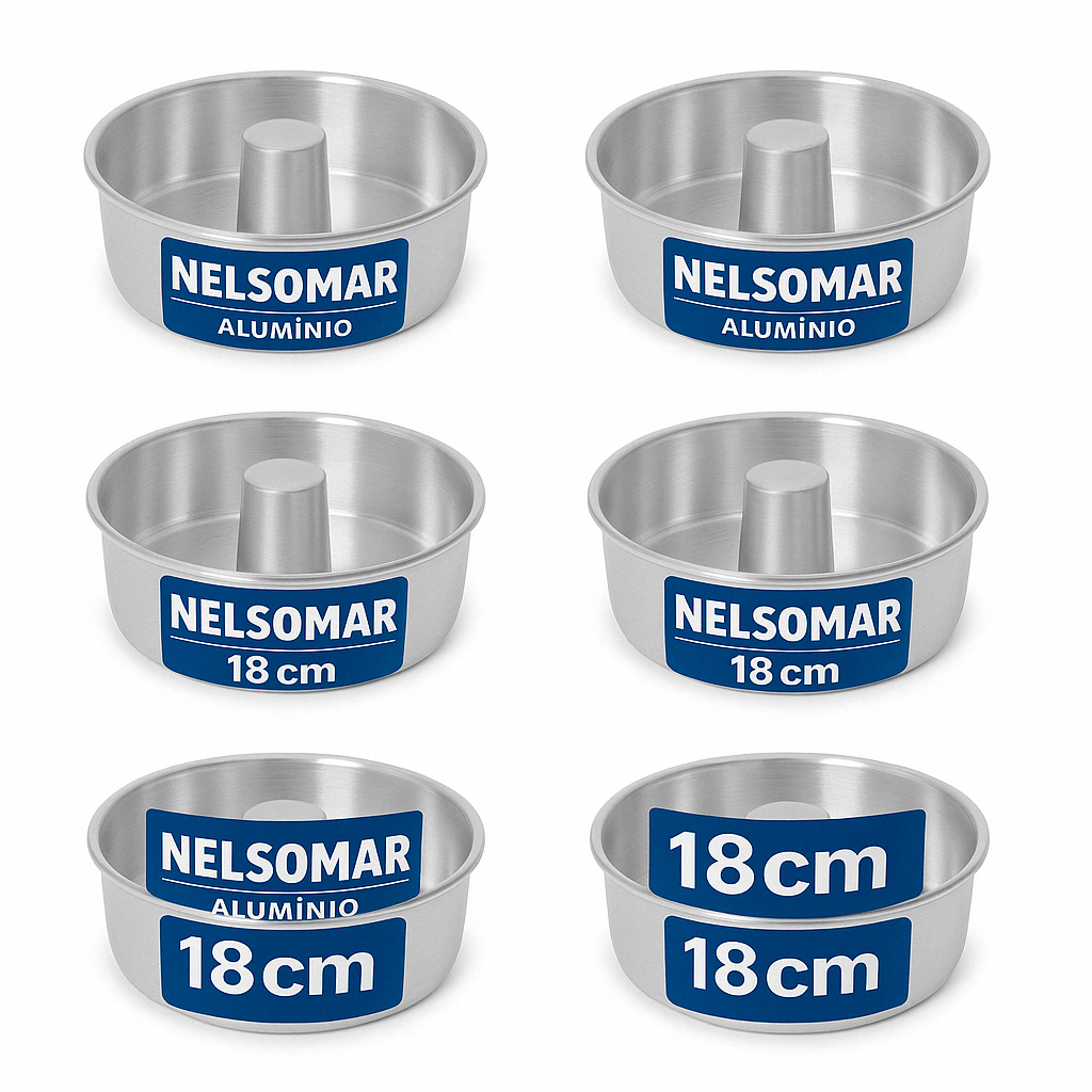 Kit 6 Formas de Bolo Pudim 18cm - Assa Rápido