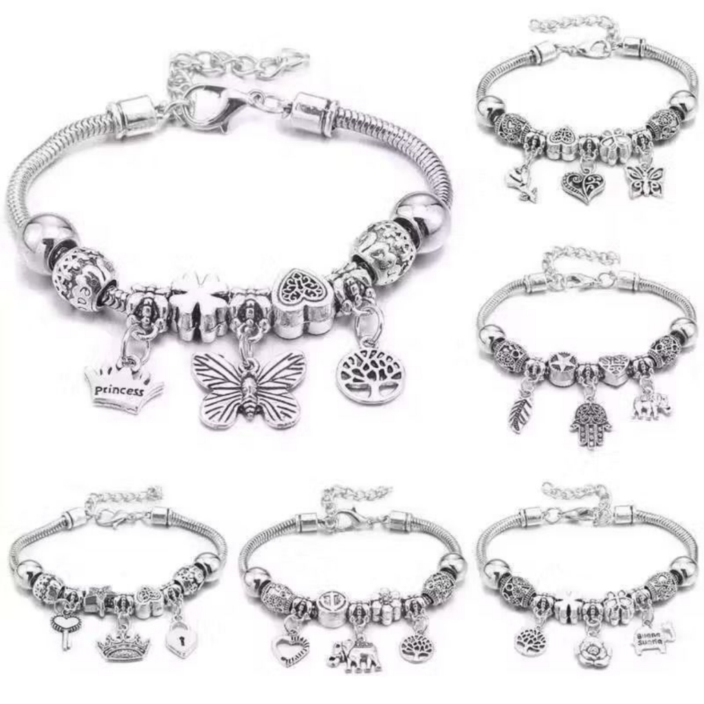 KIT 1-3 Pulseira Berloques Prateada, Rose e Dourada Estilo Feminina (Modelo aleatório) em Oferta na Shopee