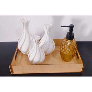 Bandeja decorativa MDF lavabo xícaras higiene bebê