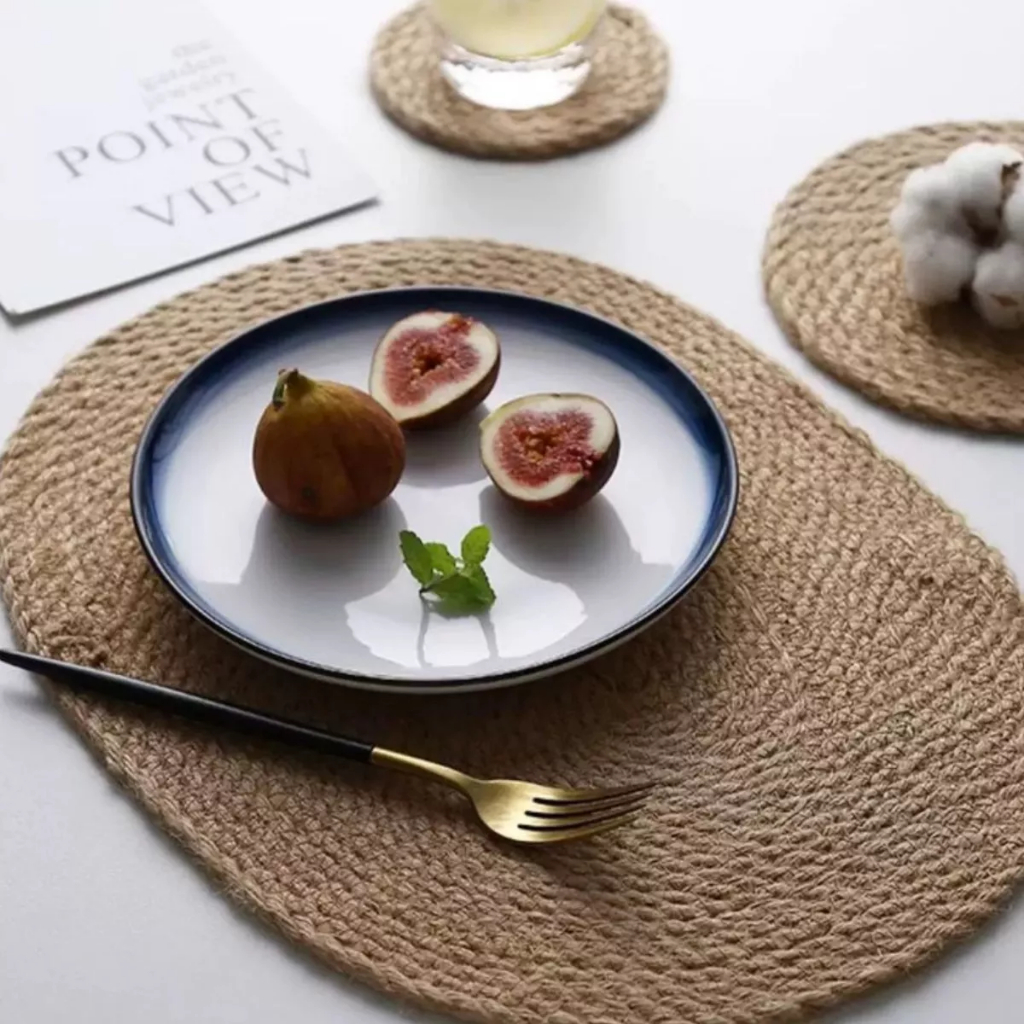 Kit 6 Sousplat Americano Redondo Palha Natural/ Rattan Jantar Almoco Cozinha Casa Jogo Americano
