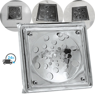 Ralo Aço Inox Quadrado Com Caixilho Para Banheiro Tampa Anti Odor 10x10 15x15 em Oferta na Shopee