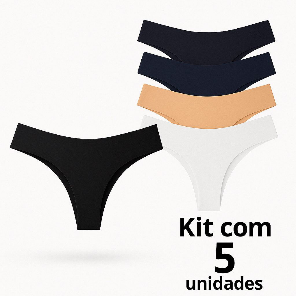 Kit 5 Calcinhas Fio Dental sem costura corte a laser