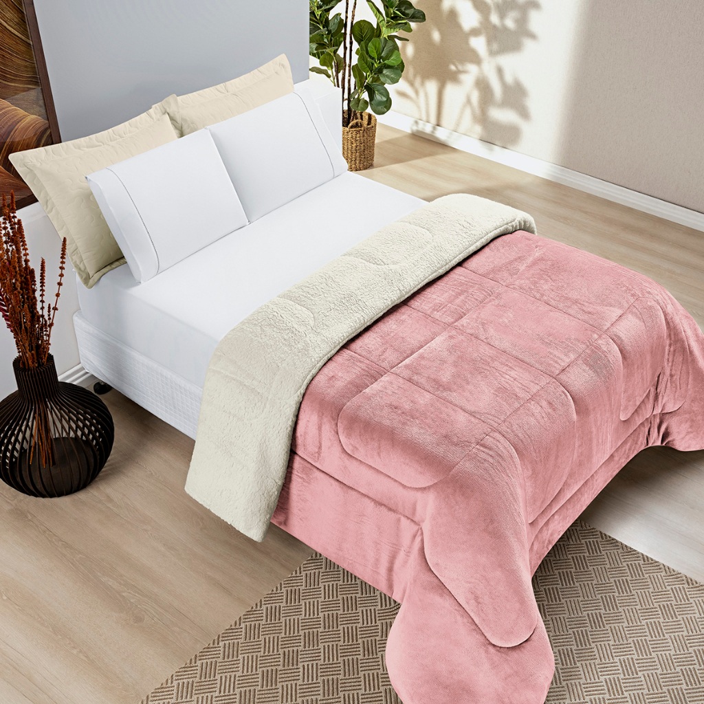 Coberdrom Edredom Queen Manta Sherpa Dupla Face 2,40 x 2,20m 4 Cores a Escolha Promoção