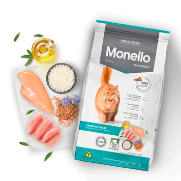 Ração Monello Gatos Adultos Bola de Pelos Frango e Peixe 10,1kg — imagem 2 de 2