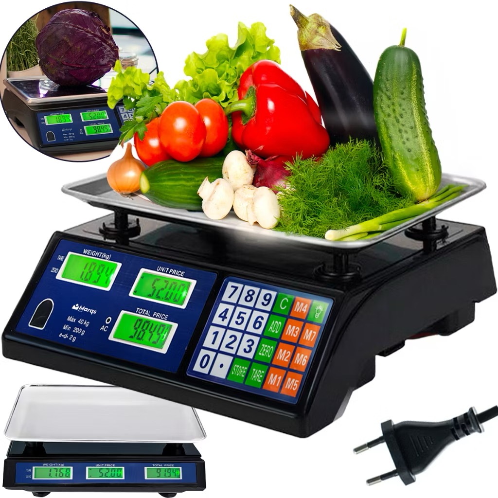 Balança Comercial Eletrônica Digital Portátil Para Feira Mercado Açougue 40Kg Bivolt