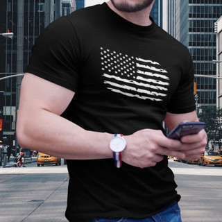 Camiseta Algodão EUA Bandeira Premium