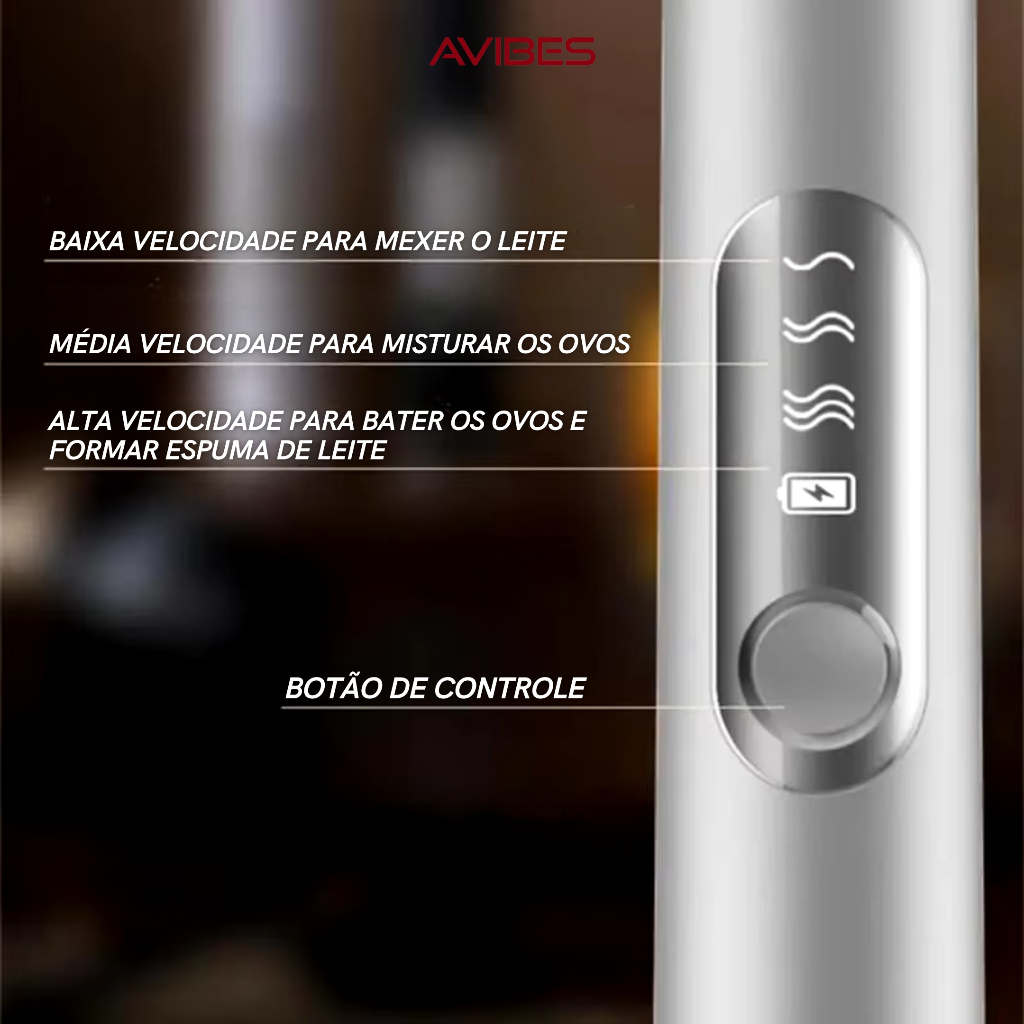 Mini Mixer Portátil, Misturador de Bebidas, Espumador de Leite e Café, Batedor de Ovo, USB, AVIBES — imagem 2 de 2