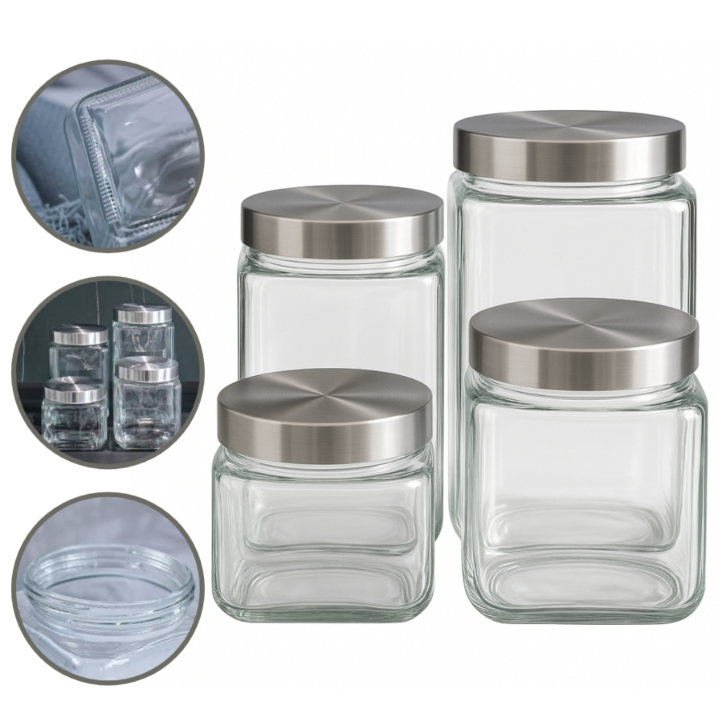 Conjunto 4 Pcs Potes Hermético Armazenador de Mantimentos