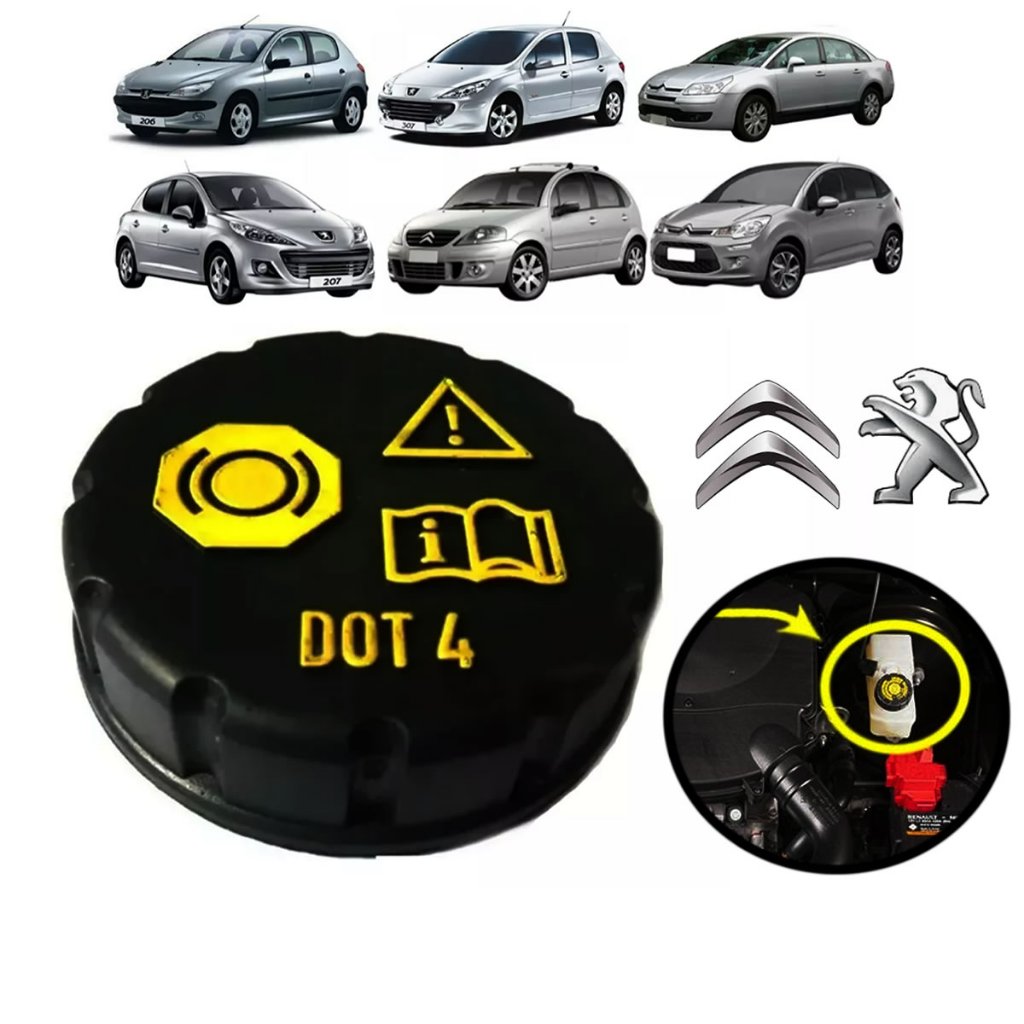 Tampa Reservatório De Oleo Freio Peugeot Citroen Renault C3 C4 Aircros 206 207 Fluence Sandero Logan em Oferta na Shopee