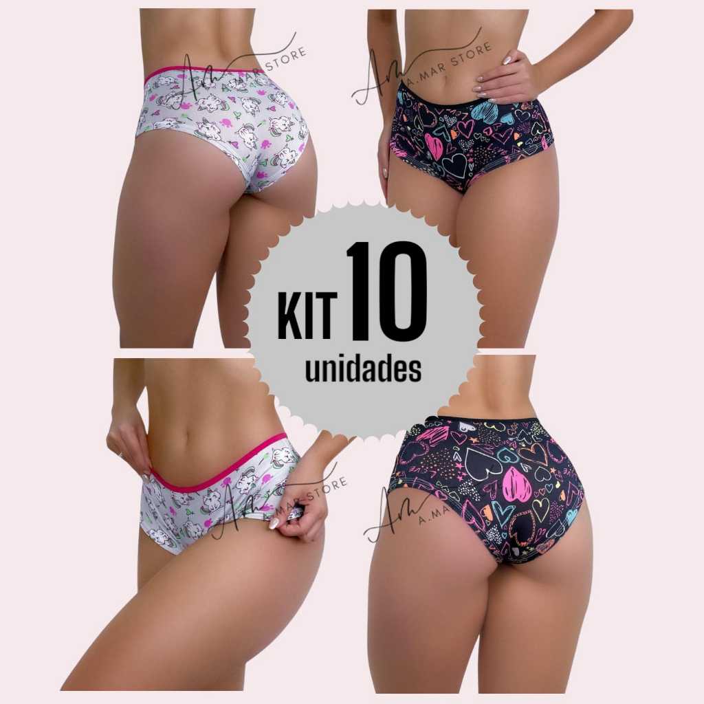 10 Shortinho Boxer Conforto Estampado Shorts Curto Lingerie Confortável Não Marca Estilo Calcinhas Boxer Feminina