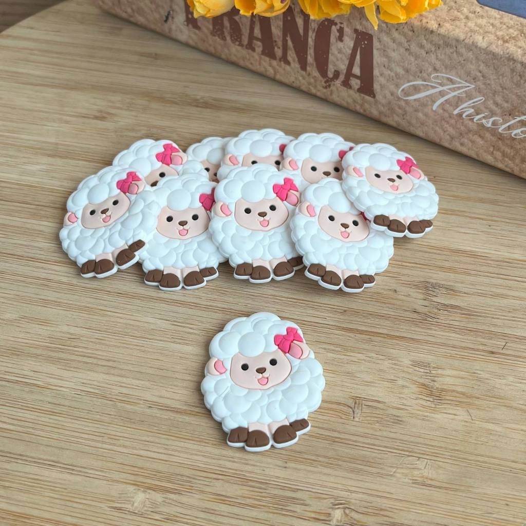 Aplique Emborrachado Ovelha Laço Rosa Pacote com 10 Unid Cod:100007 Ou Mais em Oferta na Shopee
