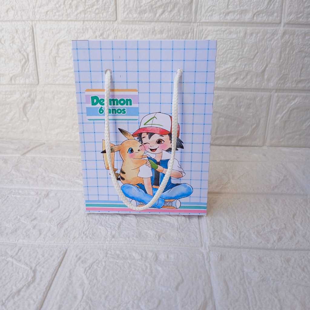 Pegue e Monte Sacolinha personalizada Pokemon, Lembrancinha, Festa infantil, Sacolinha Surpresa 13X9,5
