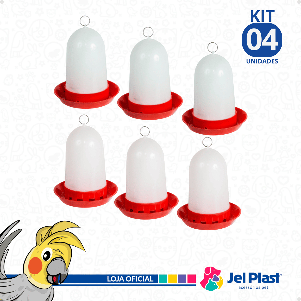 Kit 3 Comedouro 3 Bebedouro Automático Aves Codorna e Pinto 750ml Jel Plast 6 Unidades