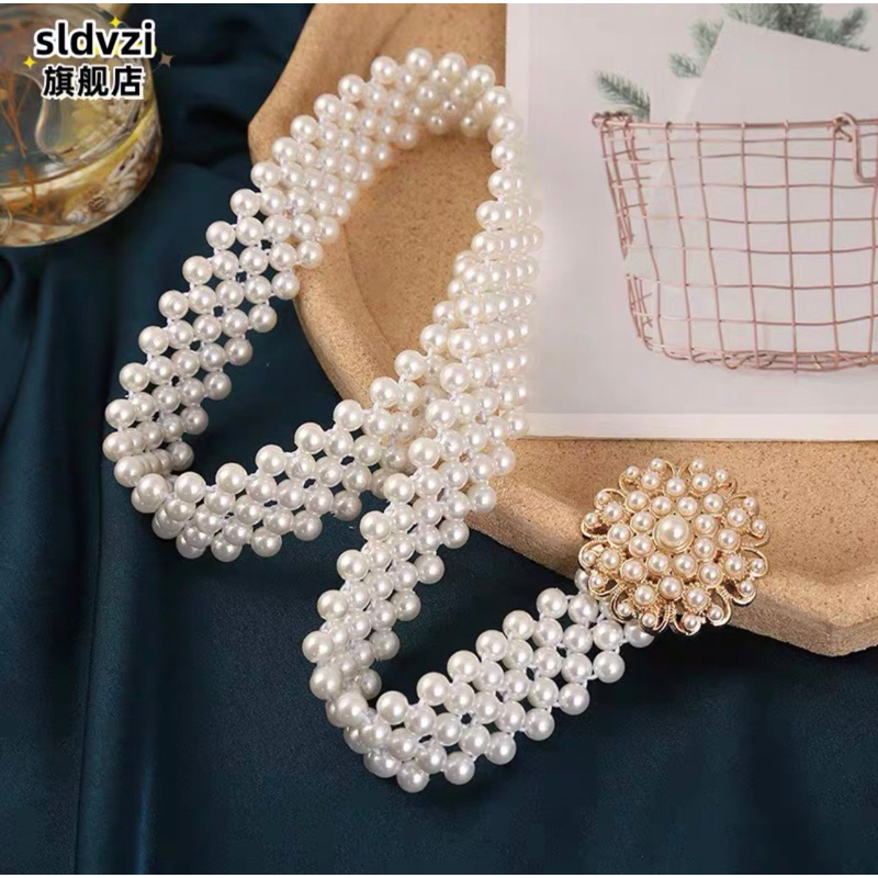 Cinto Pérola Com Elástico Brilho Brilhante Com Trançados Moda Presentes 2024