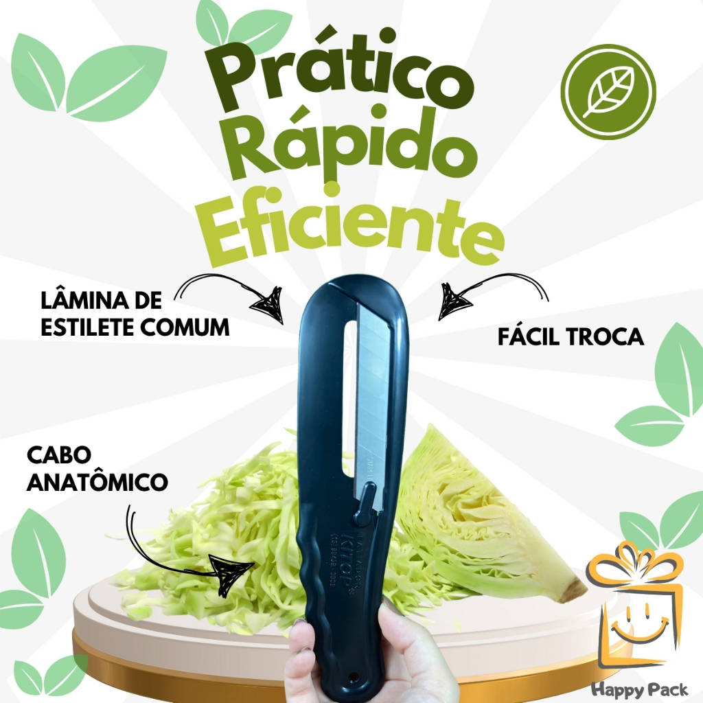 Kit 1/2/3/4 Fatiador de Couve Fininha Corte Fininho em Segundos Legumes Frutas Repolho Verduras