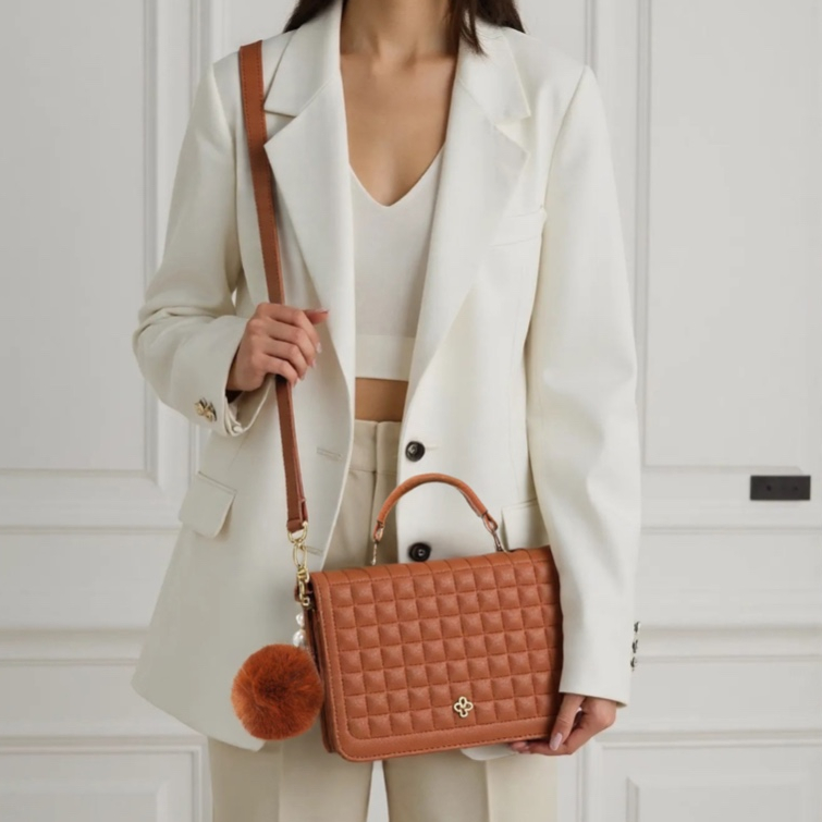 Bolsa De Couro De Ombro Com Pompom Feminino PU Vintage