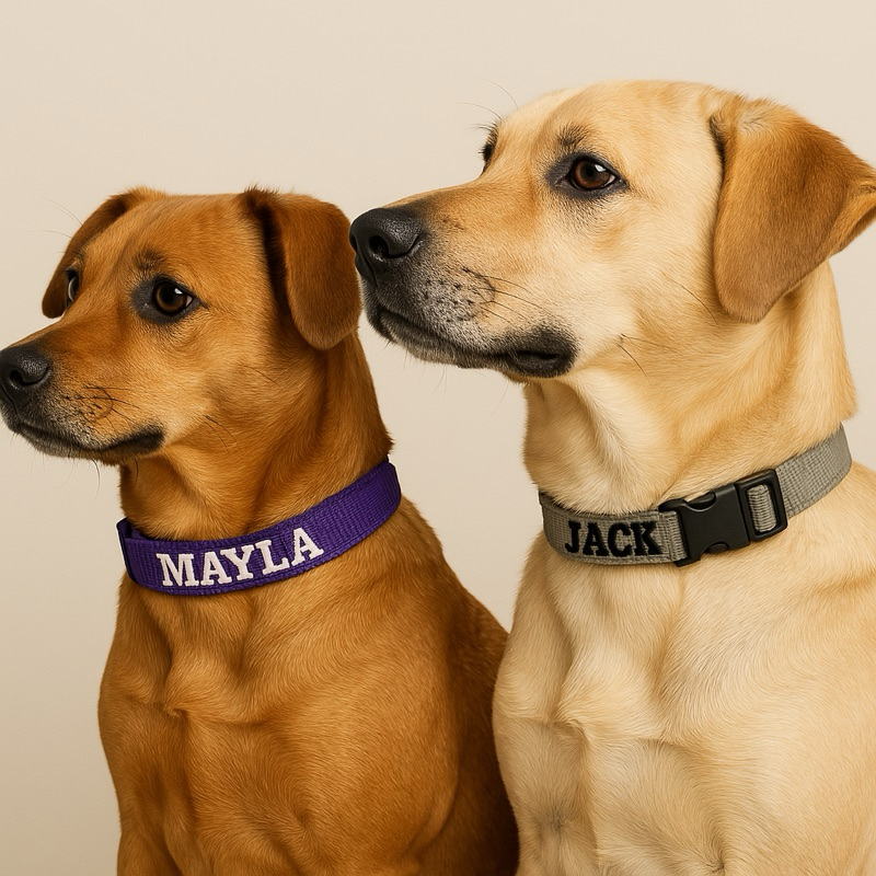 Coleira personalizada com nome do cachorro-nylon P, M e G