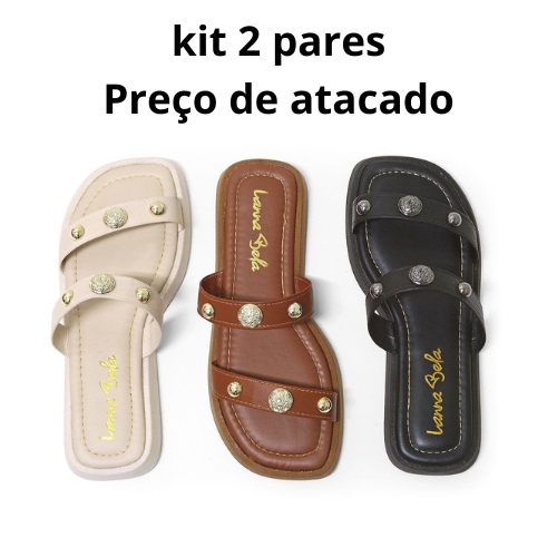 Sandália Papete Feminina Birken  Rasteirinha Kit Confortável Promoção Relampago REF 220