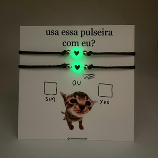 Conjunto de Pulseiras de Casal/Amizade Assinatura Gatinho Brilha no Escuro em Oferta na Shopee