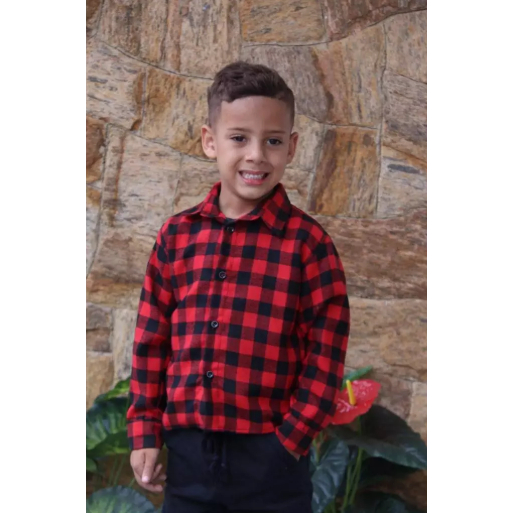 Camisa Blusa Infantil Xadrez Manga Longa Junina