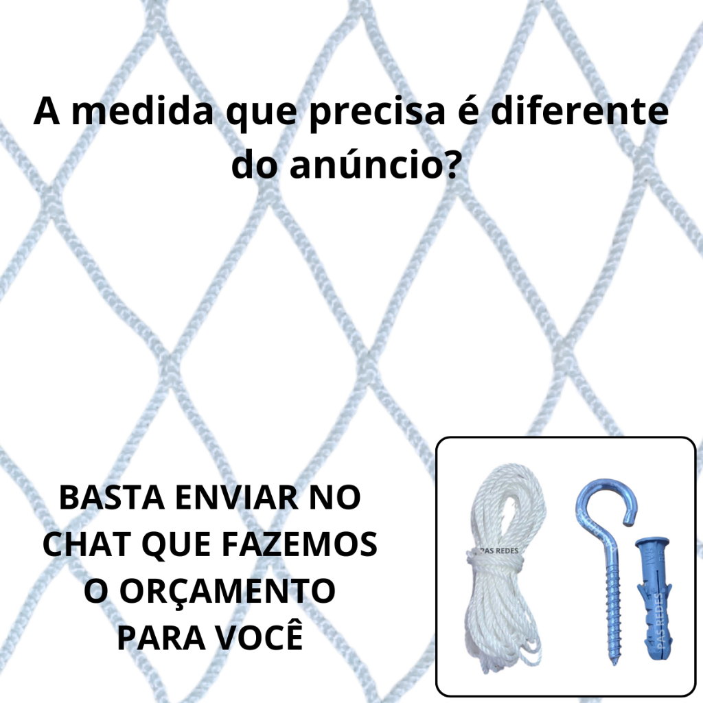 1,20 x 1,20 Kit Completo Rede Nylon Tela De Proteção Para Sacadas Janelas Gatos Crianças - Diversas Medidas