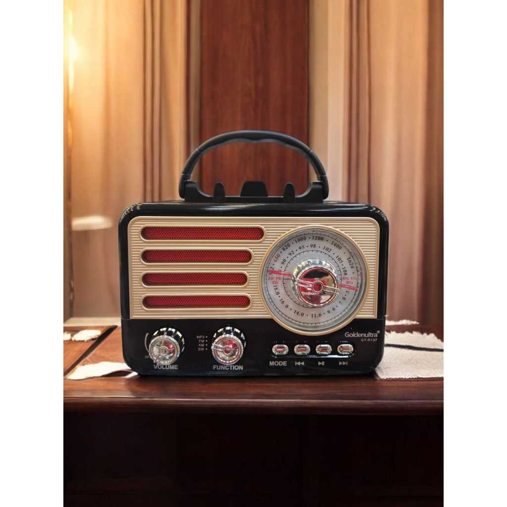 Rádio Retrô Bluetooth AM/FM/SW  Recarregável Portátil Com Cartão TF E Com Lanterna em Oferta na Shopee