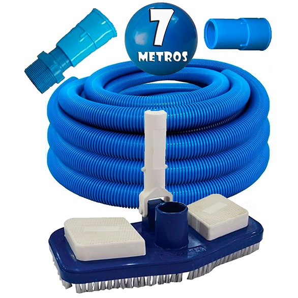 Mangueira para piscina flexivel e flutuante com 7 metros + Rodo Aspirador  + ponteiras e adaptador em Oferta na Shopee