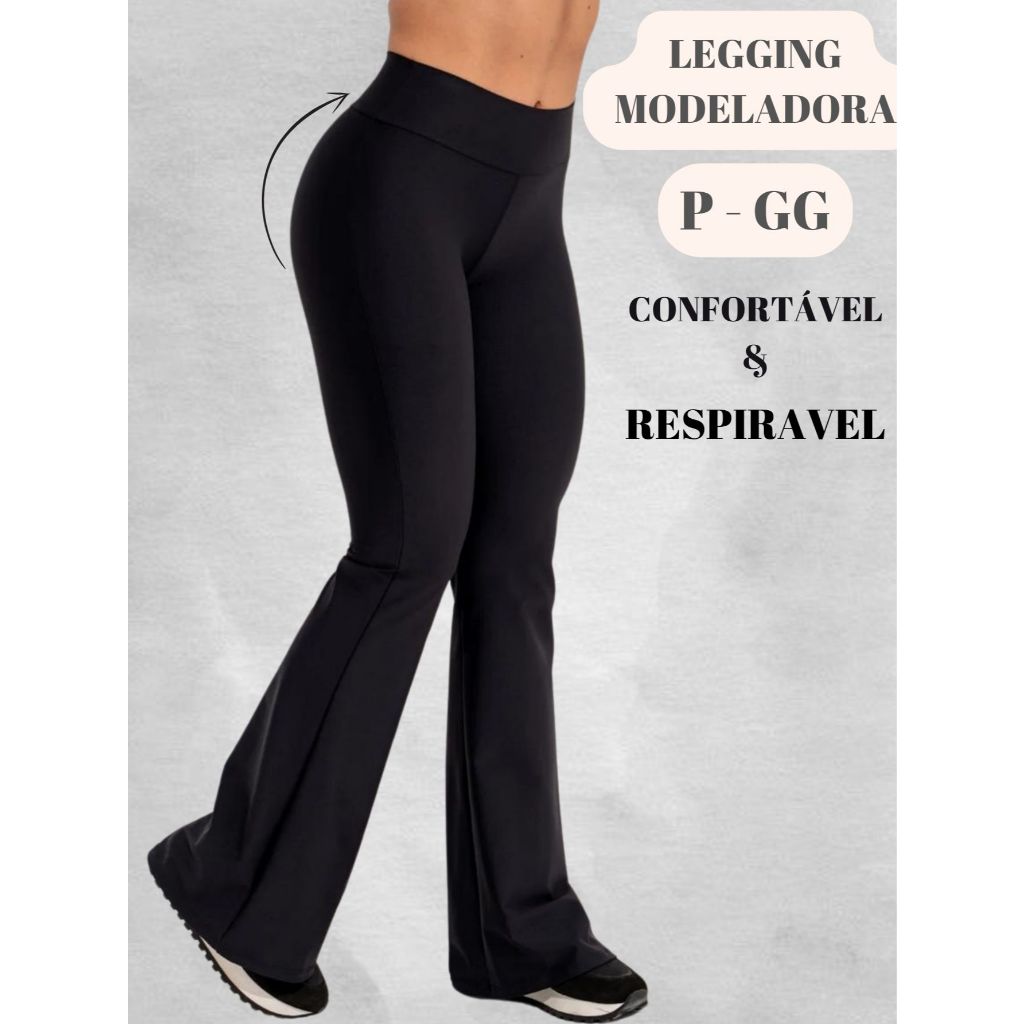 Calça FLARE PELUCIADA BAILARINA legging feminina cintura alta ideal para pilates academia ginastica em Oferta na Shopee