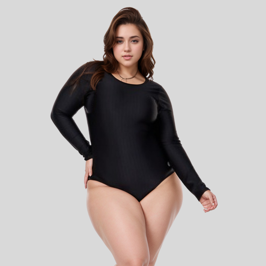 Body Bori Plus Size Manga Longa  Body Maiô GG Veste 46 ao 54 Moda PLus Tamanho Maior Tendência Moda.