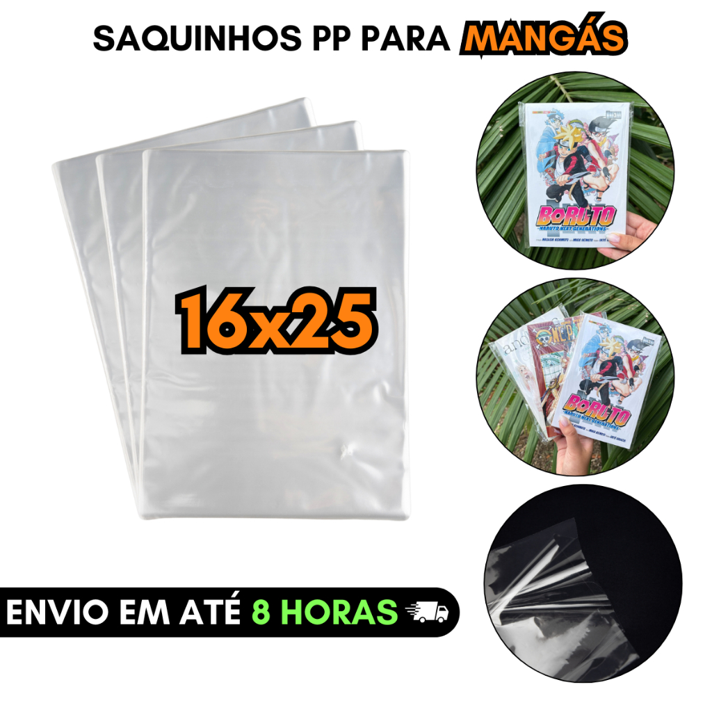 Saco Transparente PP 16x25 para Livros Gibis Produtos Pequenos Papelaria HQs Revistas Variedades