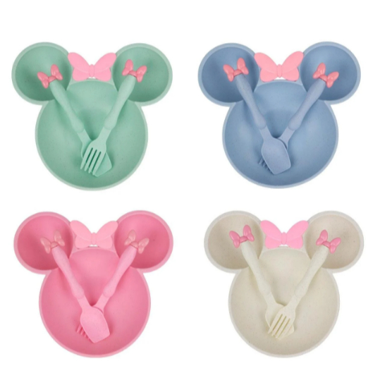 KIT Refeição Infantil Plástico 3 Peças Laço Color