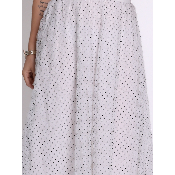 Saia de Tule Moda Evangelica Midi Comprida Longa Elegante e Elastica com Bolinhas 067黑色圆点半身裙