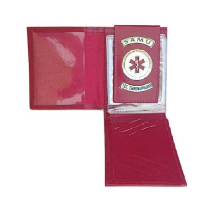 Porta Documentos em Couro para Técnico Enfermagem do Samu