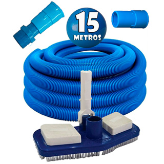 Mangueira para piscina flexivel e flutuante com 15 metros + Rodo Aspirador  + ponteiras e adaptador em Oferta na Shopee