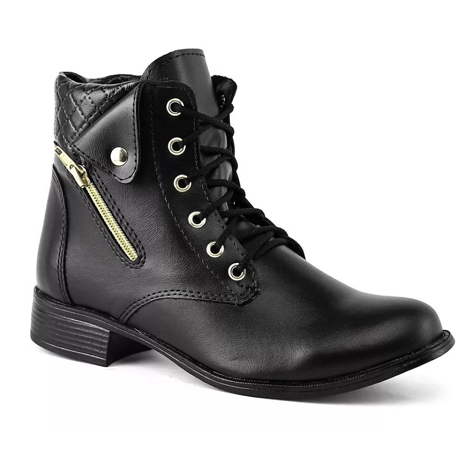 Bota Coturno R.A Preto Cano Médio Feminino Estilo E Conforto Dia A Dia