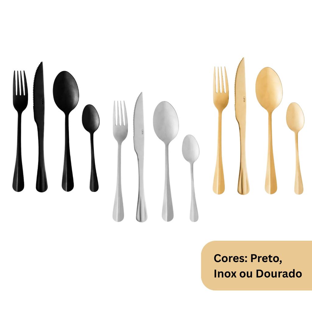 Jogo De Talheres Faqueiro 24 Peças De Aço Inox Positano Lyor em Oferta na Shopee