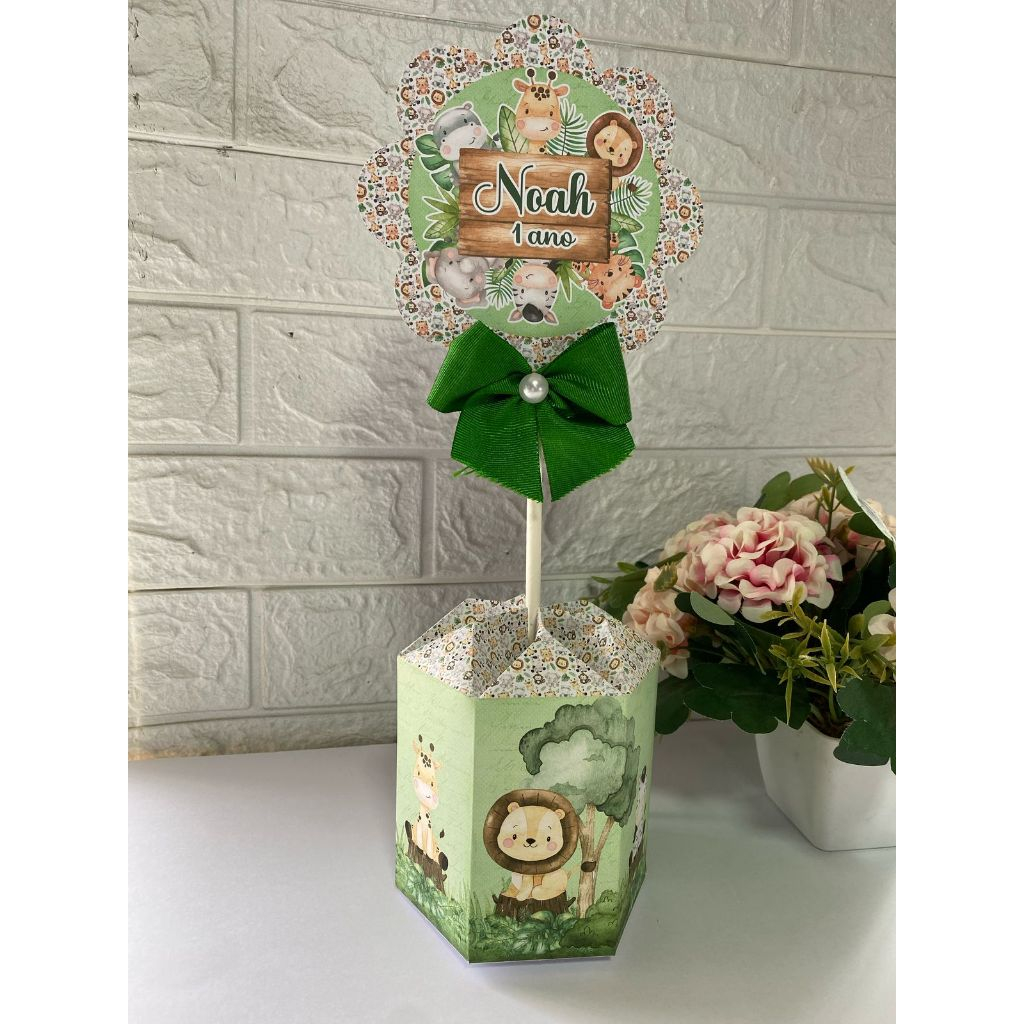 Kit de Centro de mesa Safari personalizado para festas