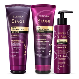 Siàge Eudora Pro Cronology Curvas Shampoo 250ml + Condicionador 250ml + Creme de Pentear D...