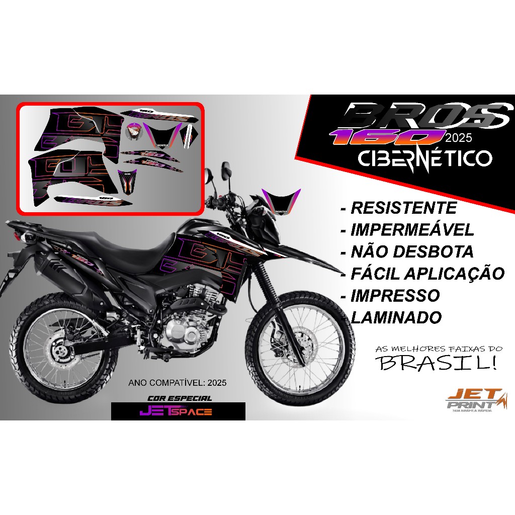 Kit de Adesivos Bros 160 2025 – Versão Cibernético
