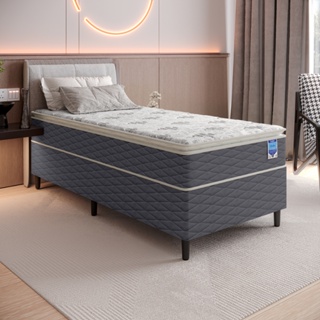 Cama Box Solteiro Molas Ensacadas e Espuma D26 com Pillow Top 88x188x62 Cinza Umaflex em Oferta na Shopee