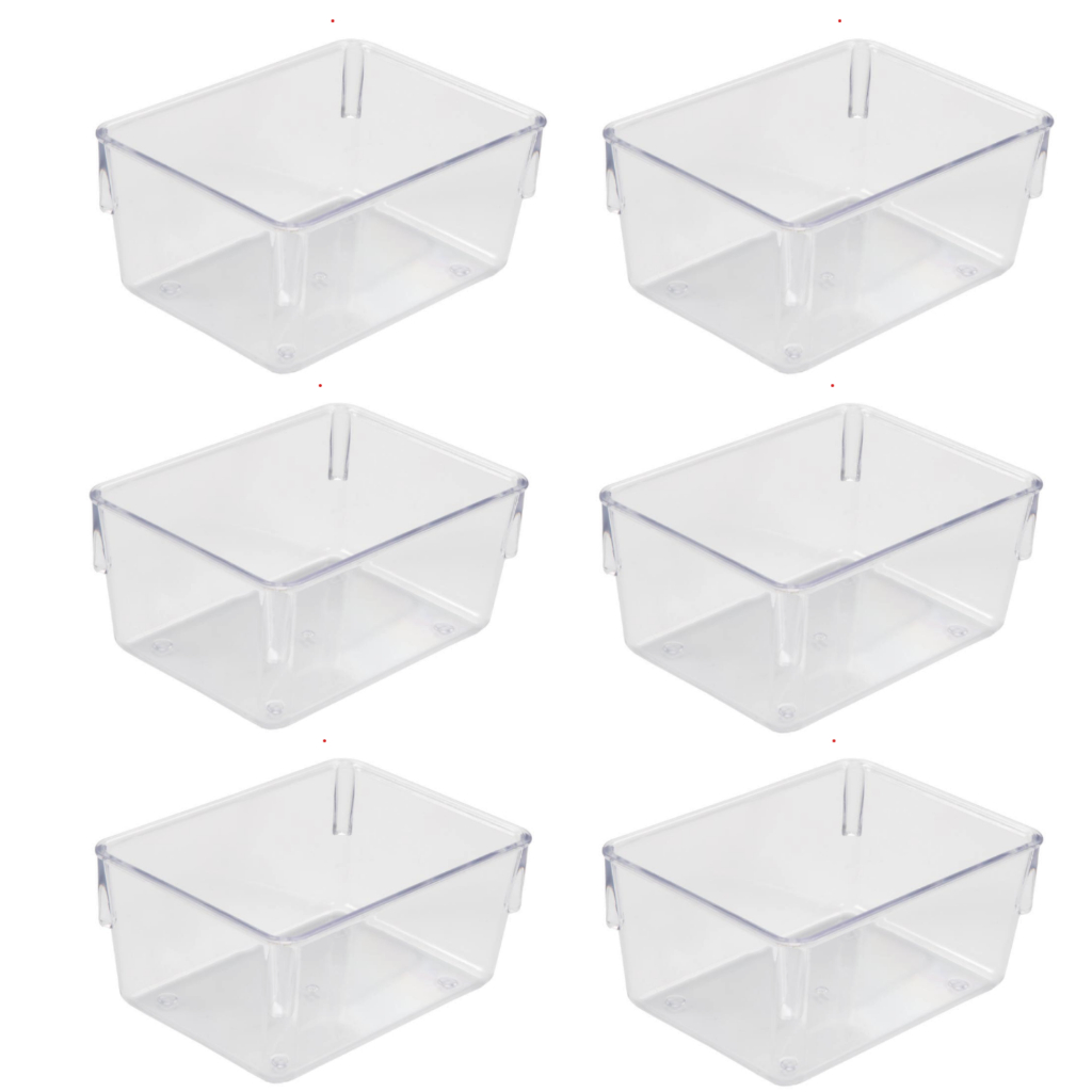 Kit 6 Organizadores Modular Multiuso Gavetas Mesas Pote Acrílico Cristal Modelo nº1 (0456) Plastutti em Oferta na Shopee