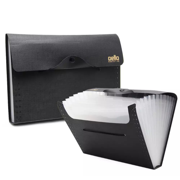 Pasta Sanfonada Preta Duplicata 12 Divisórias A5 Executive Dello | Escritório