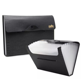 Pasta Sanfonada Preta Duplicata 12 Divisórias A5 Executive Dello | Escritório em Oferta na Shopee