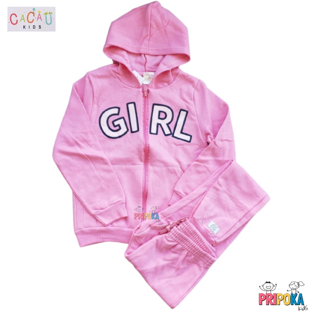 [[Tam.8 e 10] Conjunto Infantil Longo em Moletom Flanelado Menina Cacau Kids Estampado - Ref 1436